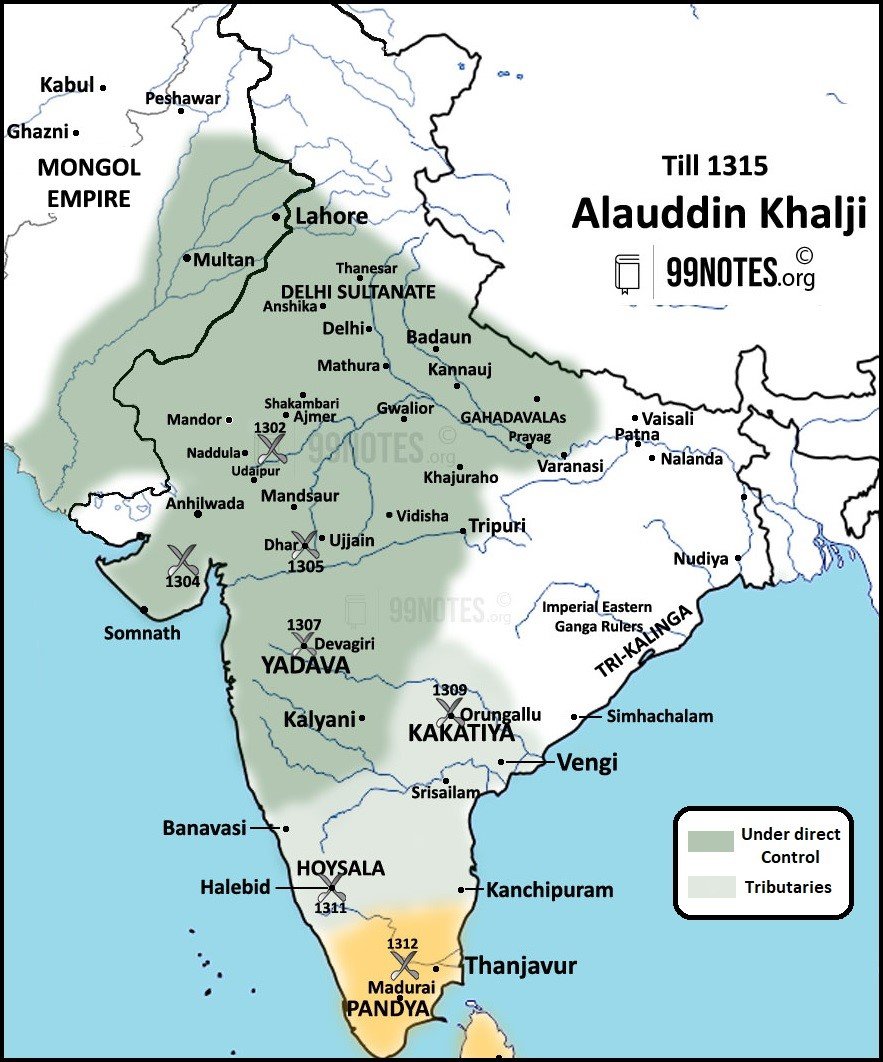 L'impero di Alauddin Khalji fino al 1315