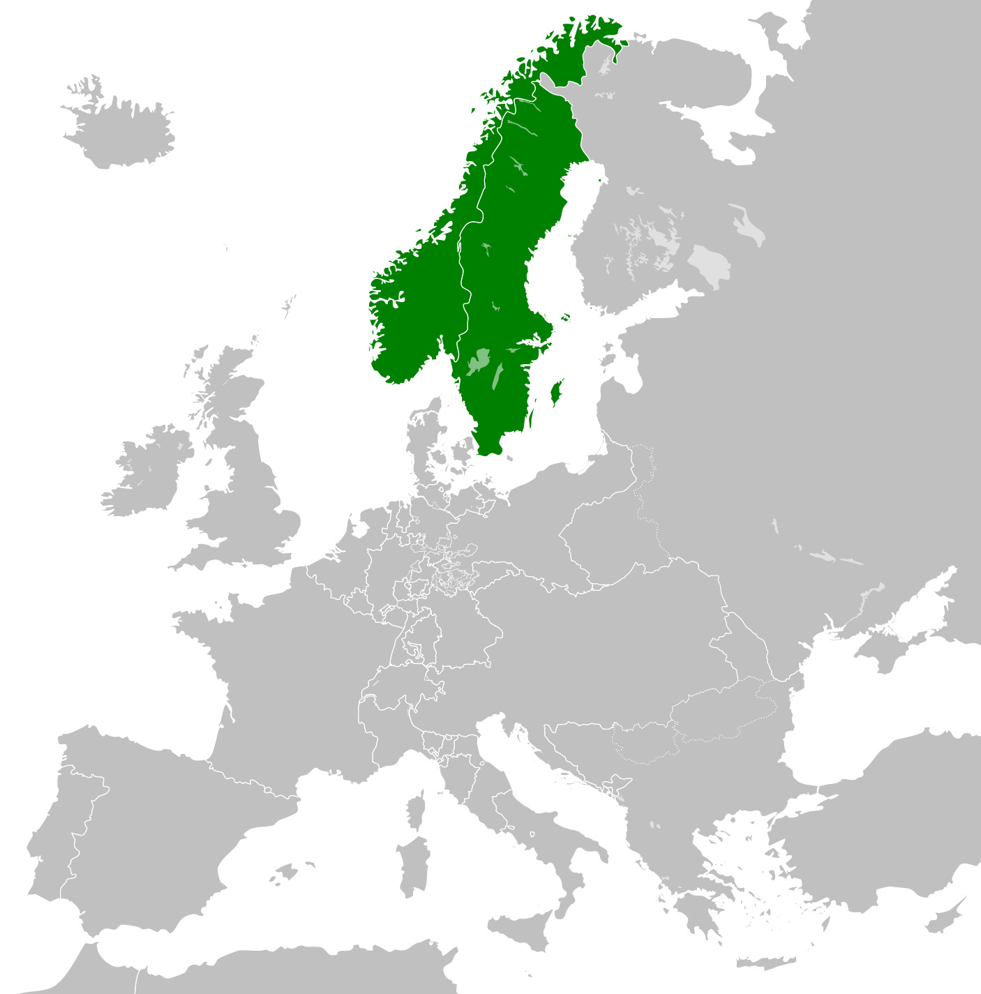Mappa del Regno di Svezia e Norvegia nel 1815.
