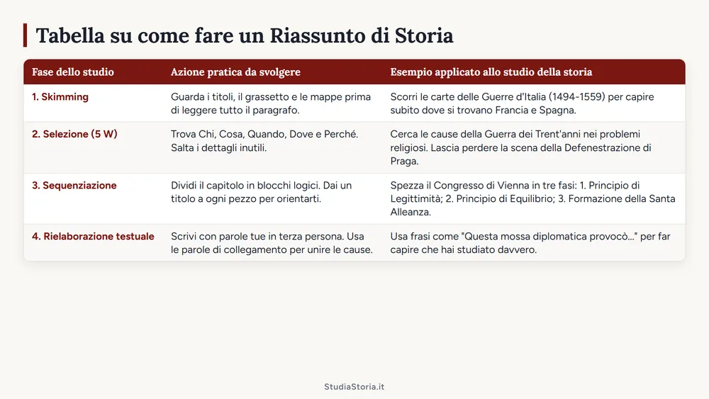Copertina: Come fare un riassunto di storia: metodo rapido