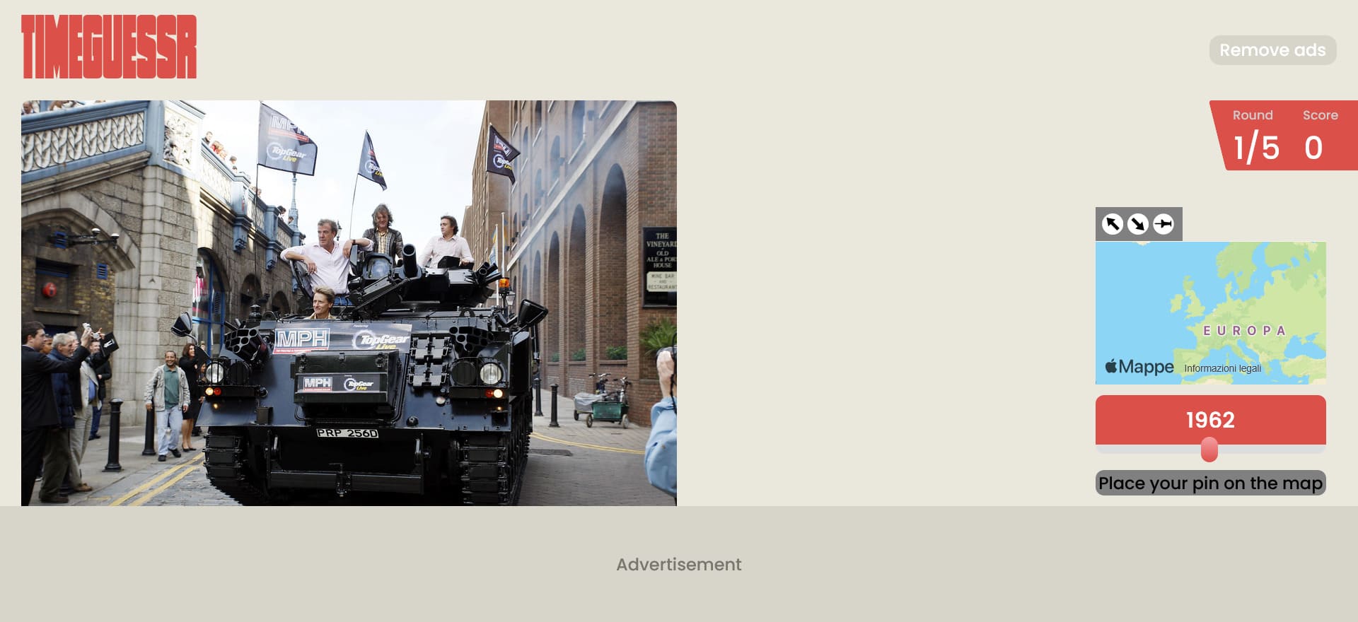 Screenshot di TimeGuessr
