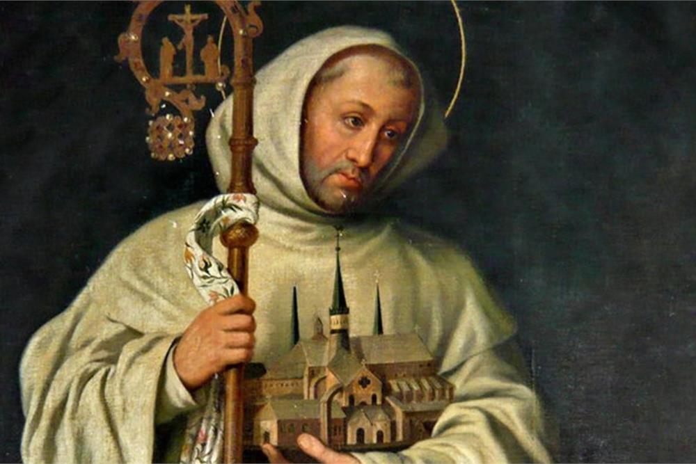 Ritratto di San Bernardo di Clairvaux, abate cistercense e teologo, l'intellettuale che legittimò gli ordini cavallereschi.