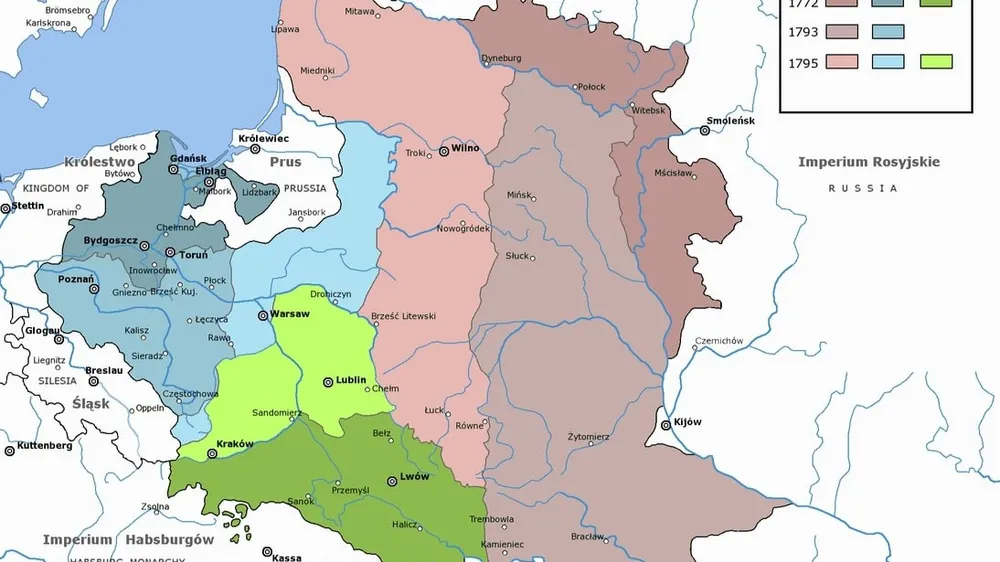 Copertina: Le 3 Spartizioni della Polonia (1772-1795): Riassunto, Cause e Conseguenze