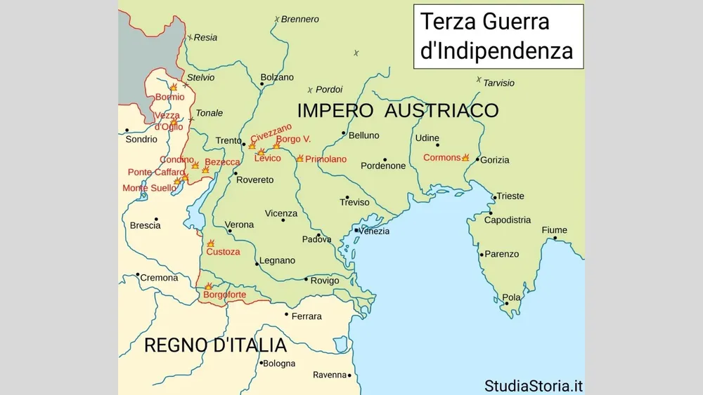 Copertina: Terza Guerra d'Indipendenza (1866): Riassunto, Mappa e Cause