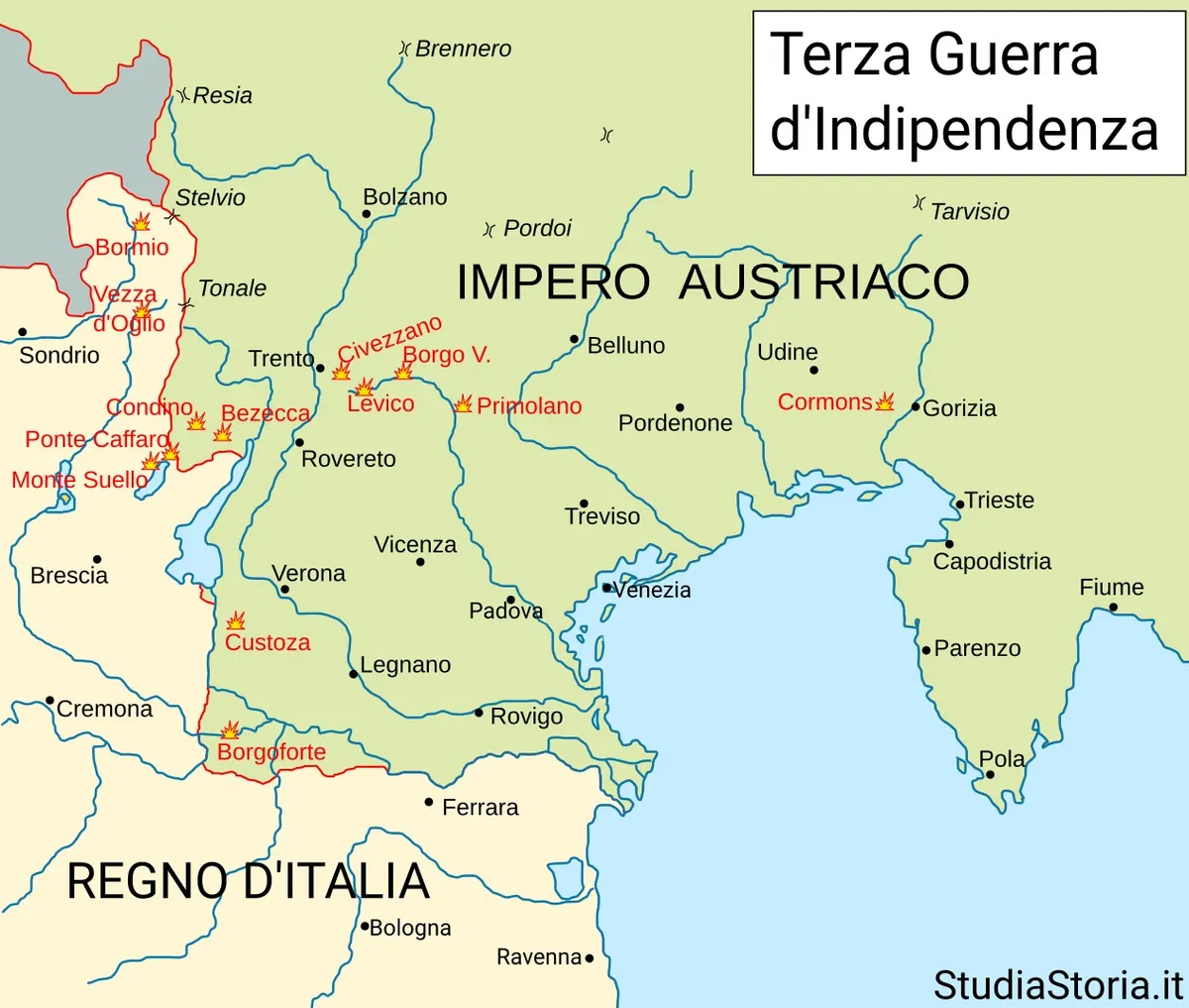 Mappa della Terza Guerra d'Indipendenza Italiana
