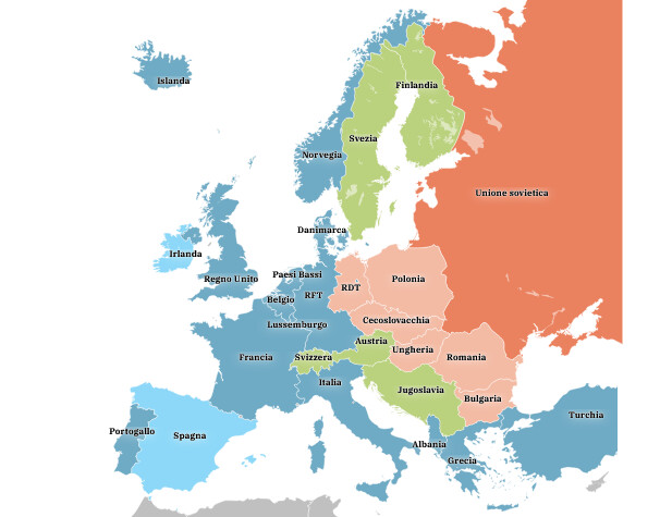Mappa dell'Europa dopo la Seconda Guerra Mondiale